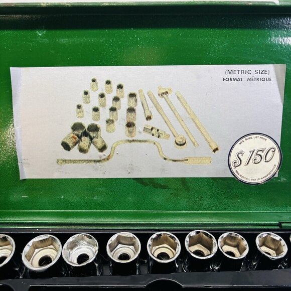 Vintage Rockford 25 piece 1/2 inch drive socket set W/ case Japan - Picture 9 of 12